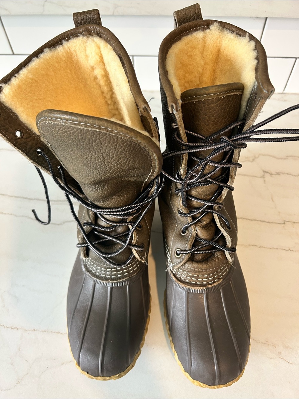 L.L. Bean 8" Shearling-Lined Insulated Duck Boots - Women's Size 8